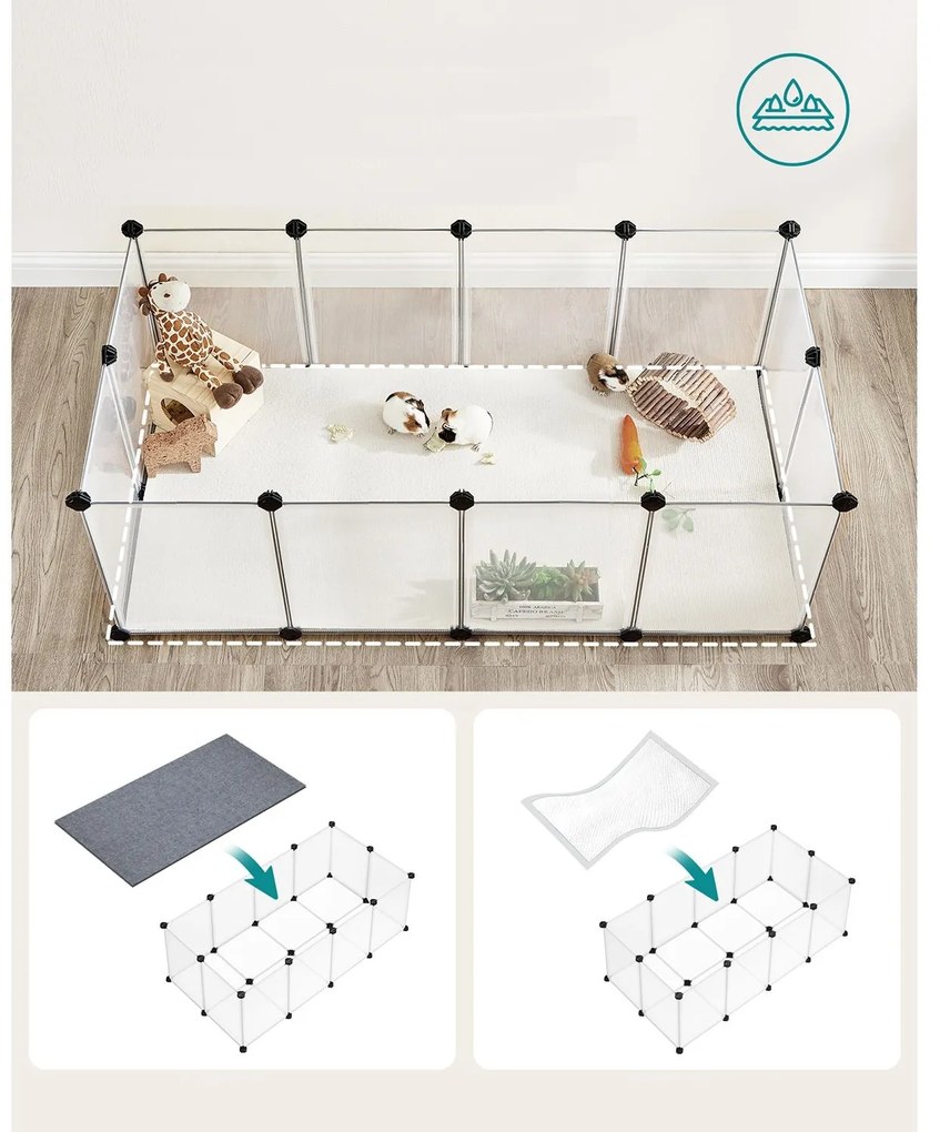 Zagroda dla małych zwierząt z przezroczystego plastiku BEN, 125x63x42 cm, transparentna SongmicsHome