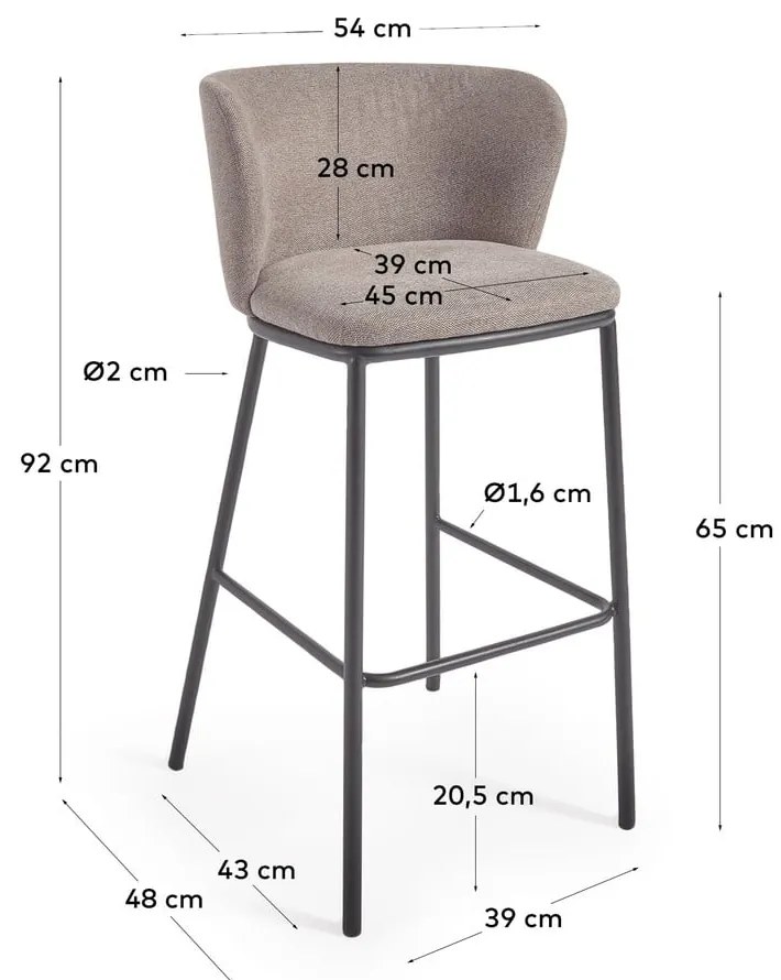 Jasnobrązowy hoker (wysokość siedziska 65 cm) Ciselia – Kave Home