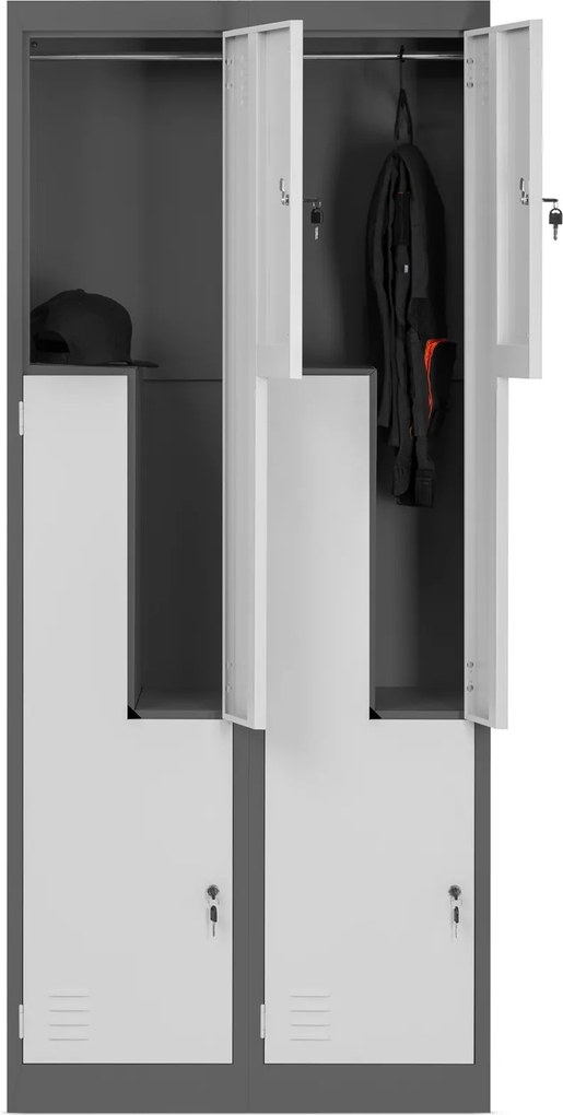 Szafa socjalna czterokomorowa Julia 80x45x185 cm antracyt/biały