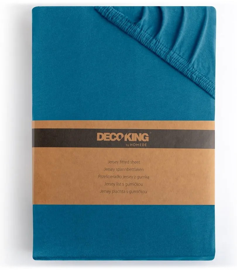 Morskie dżersejowe prześcieradło z gumką 90x200 cm Amber – Restilo