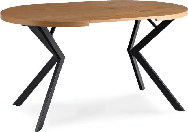 Stół Okrągły Rozkładany DORIAN 80-160 cm Dąb Złoty/Czarny Nowoczesny