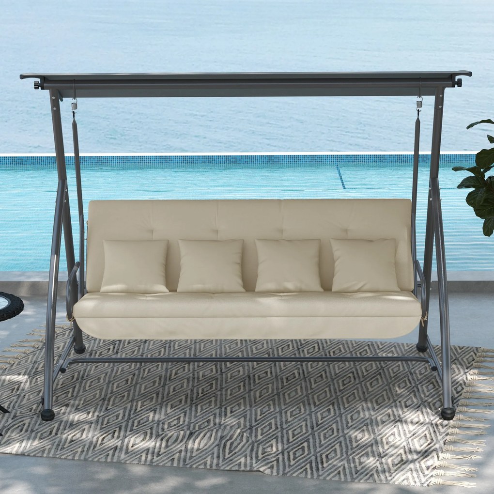 Zestaw poduszek siedziska Outsunny 170 cm do huśtawki Hollywood, beżowy