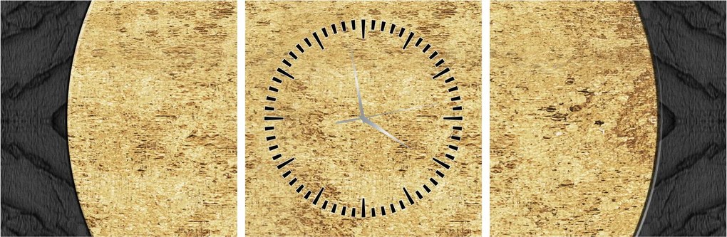 Obraz - Złota struktura N⁰2 (z zegarem) (90x30 cm)