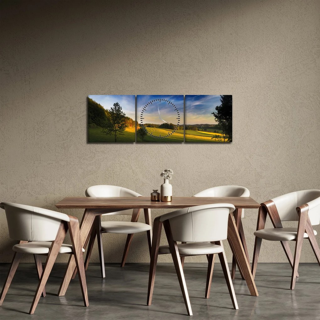 Obraz - Górska łąka (z zegarem) (90x30 cm)