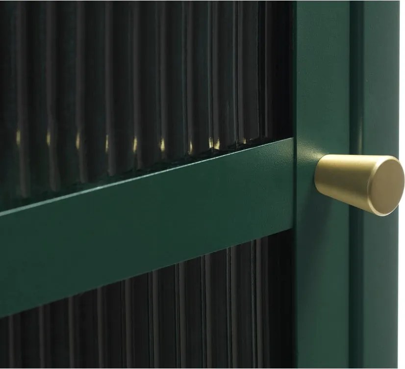 Zielona metalowa witryna Unique Furniture Bronco, wys. 160 cm