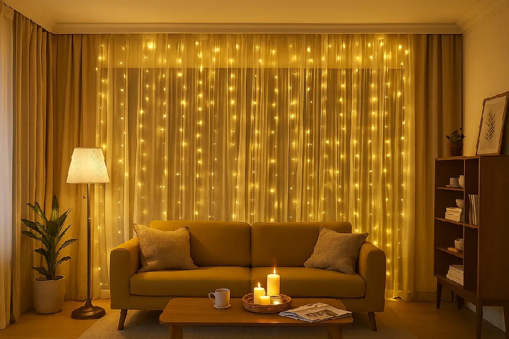 Kurtyna świetlna LED STAR RAIN 3x3 m, ciepła biel