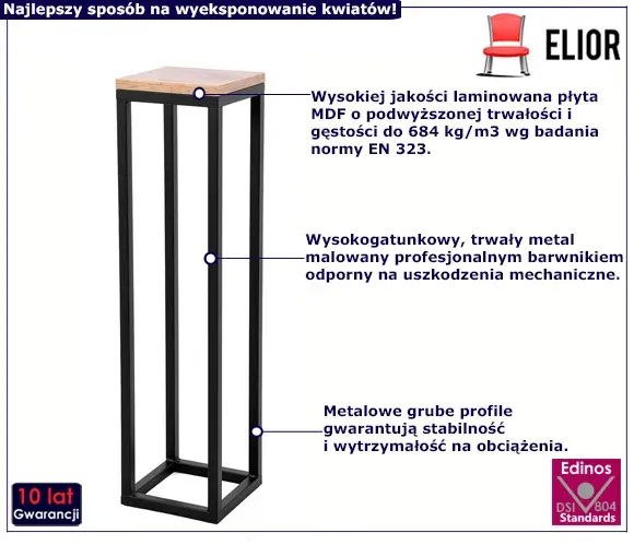 Loftowy kwietnik stojący z metalu 80 cm M5-R30