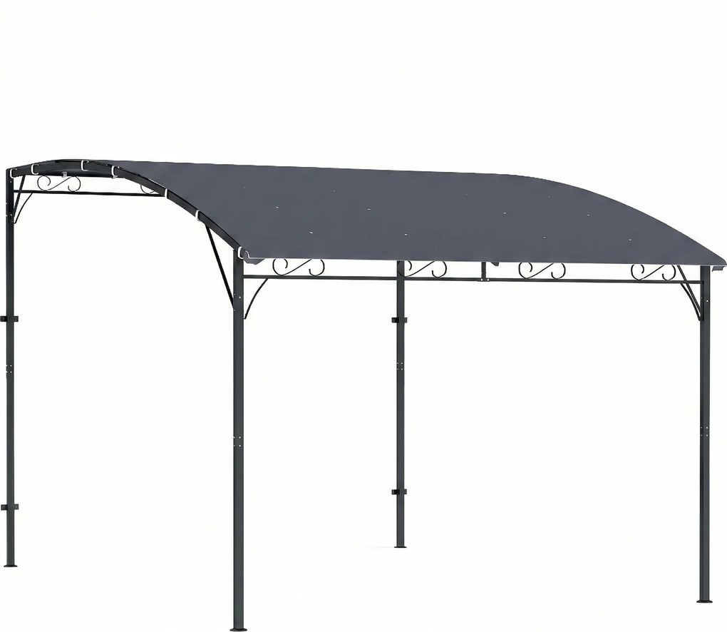 Outsunny Pergola przylegająca z metalową ramą i wodoodpornym dachem, montowana na ścianie, odporna na warunki pogodowe, 2,86 x 3,84 x 2,52 m, szara | Aosom PL