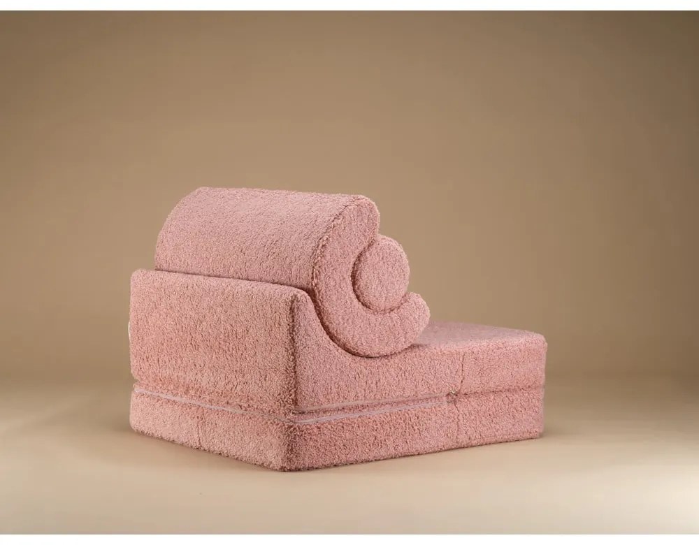 Różowy fotel dziecięcy z materiału bouclé Flipster – Wigiwama