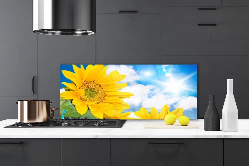 Szkło nad Blatem Kwiatowy Ornament Ścienny