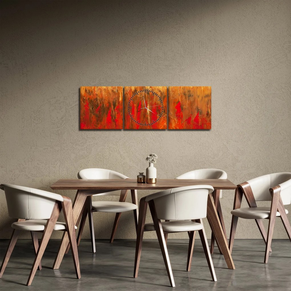 Obraz malowanej abstrakcji (z zegarem) (90x30 cm)