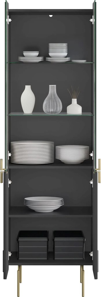 Witryna Malmi 60 cm - czarny mat / złote nóżki