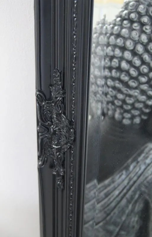Lustro, drewniana, czarna rama, ornamenty.