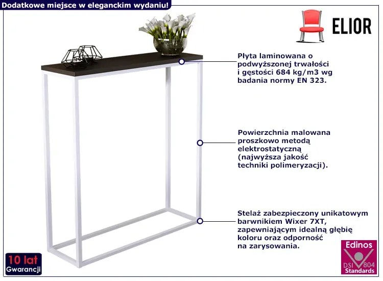 Wąska konsola z metalowymm stelażem biały + czarny W7-M22