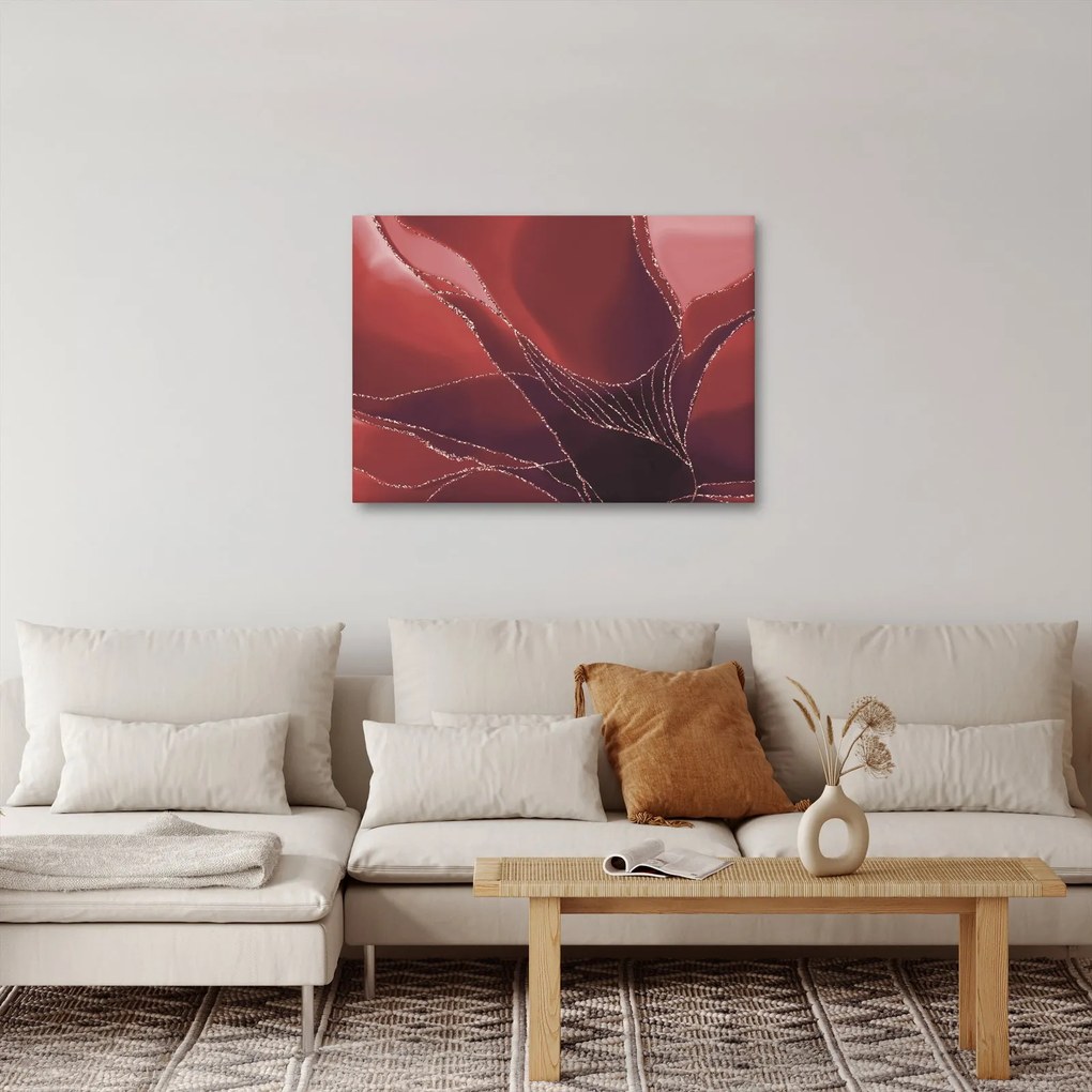 Obraz - Czerwony abstrakcyjny kwiat N⁰2 (70x50 cm)