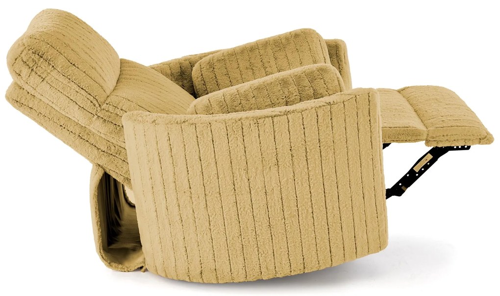 Fotel wypoczynkowy obrotowy elektrycznie rozkładany, bujany PEGAS musztarda