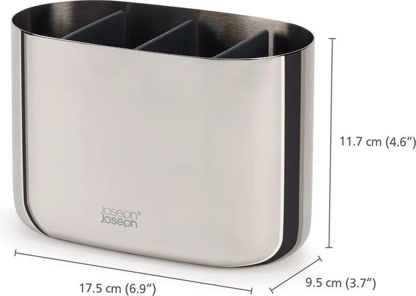 Stojak na szczoteczki do zębów ze stali nierdzewnej w kolorze srebra z połyskiem EasyStore Luxe – Joseph Joseph