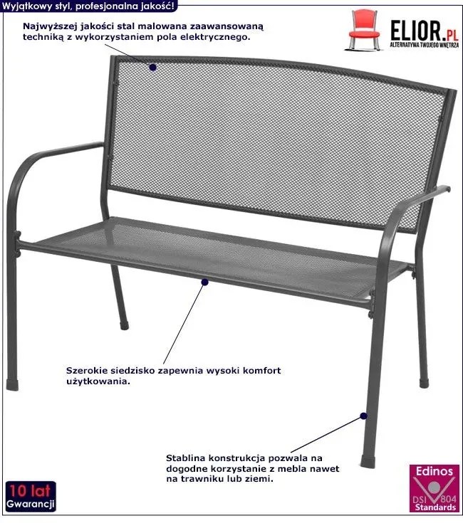 Ławka ogrodowa Licaro - szara