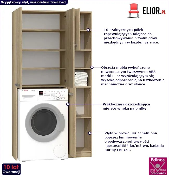 Komplet skandynawskich szafek łazienkowych dąb sonoma Z0-C86