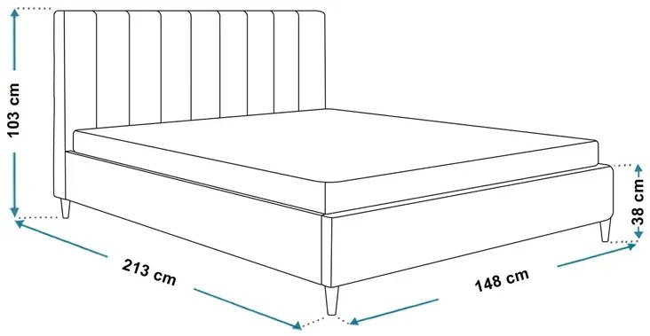 Podwójne łóżko tapicerowane 140x200 Diuna - 35 kolorów