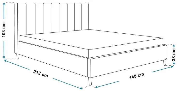 Podwójne łóżko tapicerowane 140x200 Siza - 35 kolorów