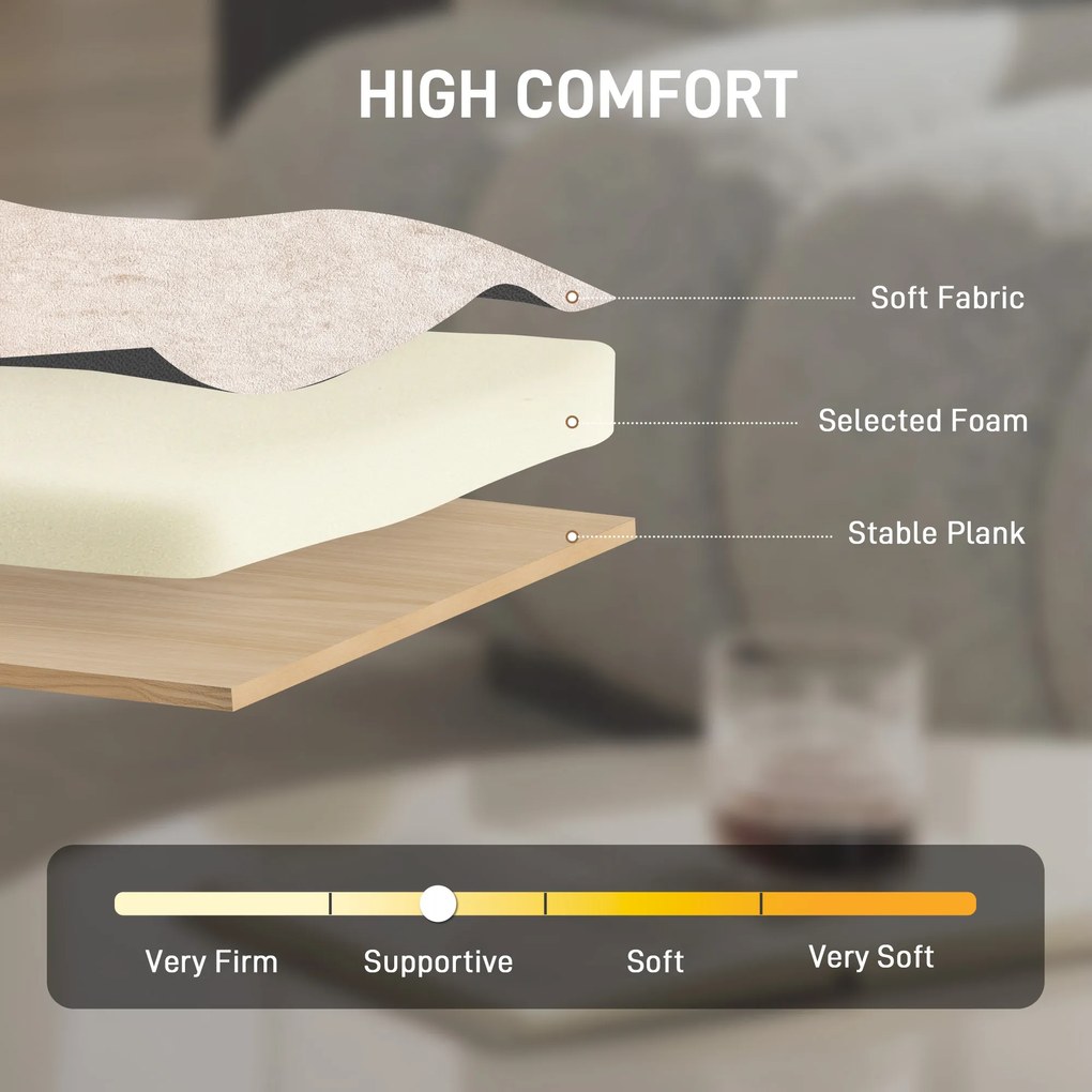 HOMCOM Fotel akcentowy, tapicerowany fotel z ramą i nogami z litego drewna, beżowy | Aosom PL