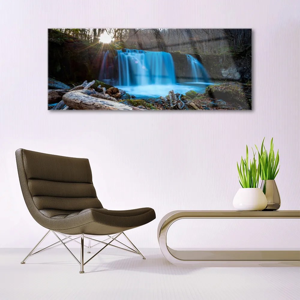 Obraz Akrylowy Słońce Wodospad Natura