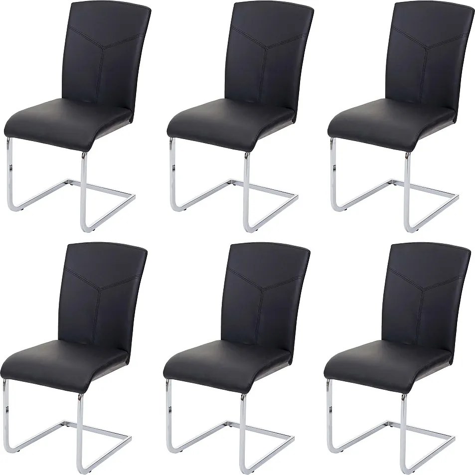 Krzesło do jadalni MCW-F36 (zestaw 6 sztuk),  imitacja skóry, czarne
