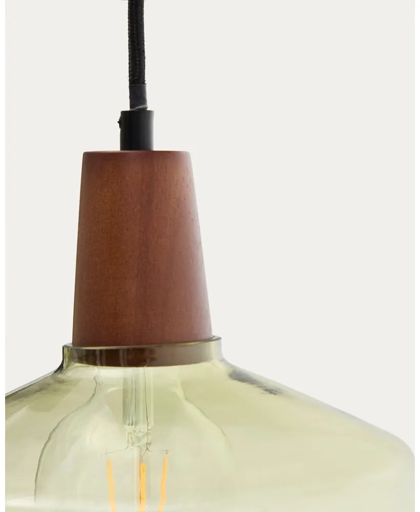 Zielona/w ciemnym naturalnym kolorze lampa wisząca ze szklanym kloszem ø 40 cm Silex – Kave Home