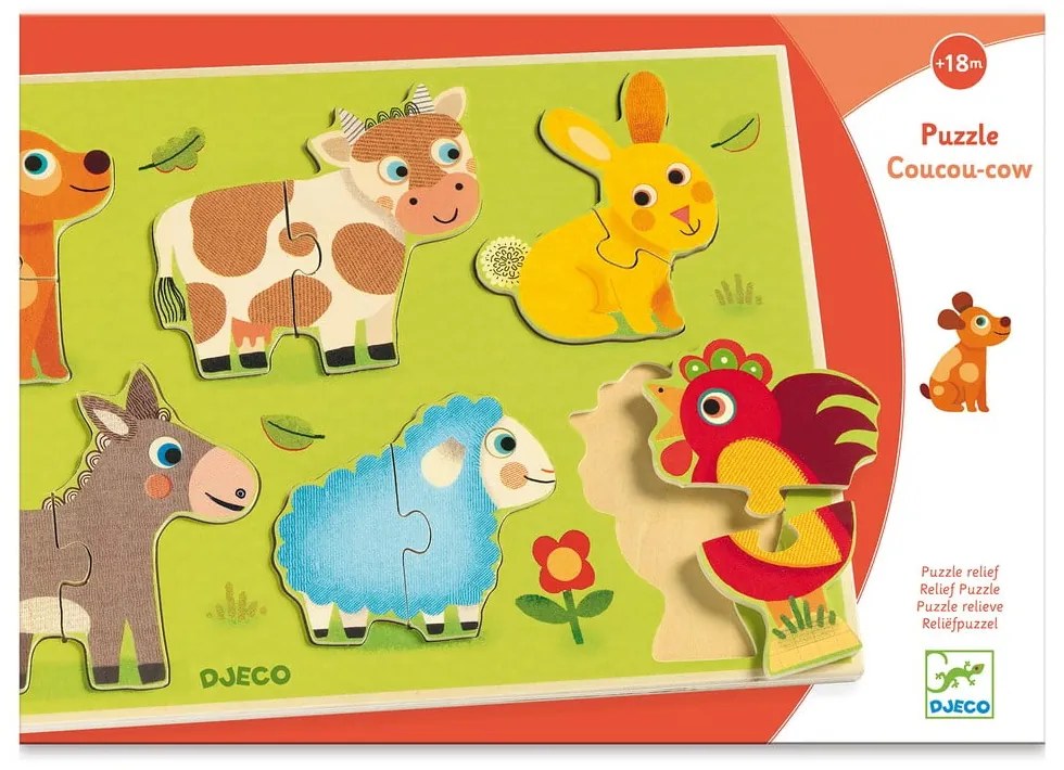 Drewniane puzzle wkładane dla dzieci z motywem zwierząt Djeco