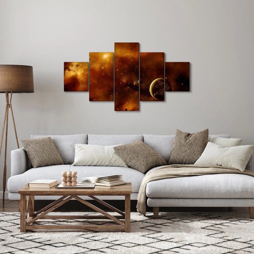 Obraz - Planety z mgławicą (125x70 cm)