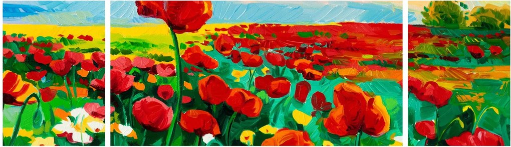 Obraz pola z makami (170x50 cm)