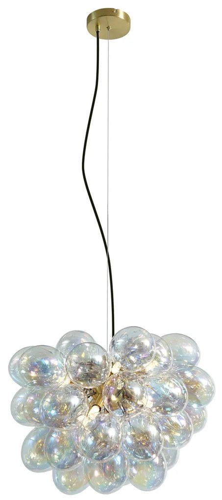 Lampa wisząca Art Deco złota ze szkłem tęczowym 50 cm 8-punktowa - Uvas ArtDeco Oswietlenie wewnetrzne