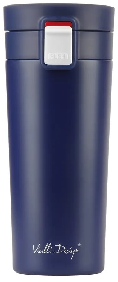 Ciemnoniebieski podróżny kubek termiczny Vialli Design Fuori, 400 ml