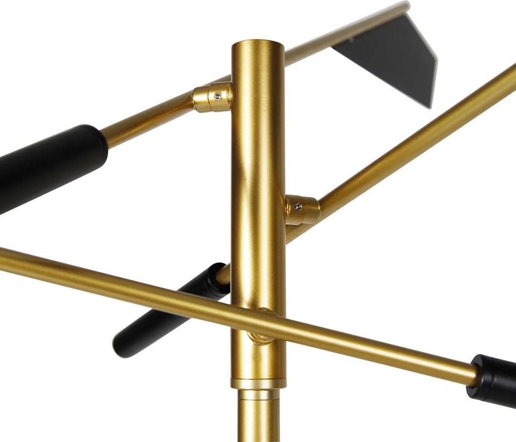 Designerska lampa podłogowa czarna ze złotem 3-światła - Sinem