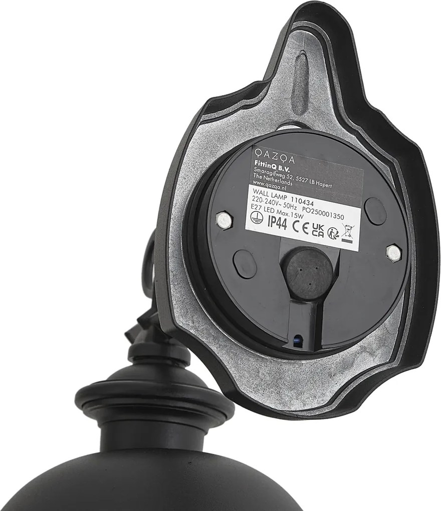 Klasyczna zewnętrzna lampa ścienna czarna z tworzywa sztucznego IP44 - Genoa