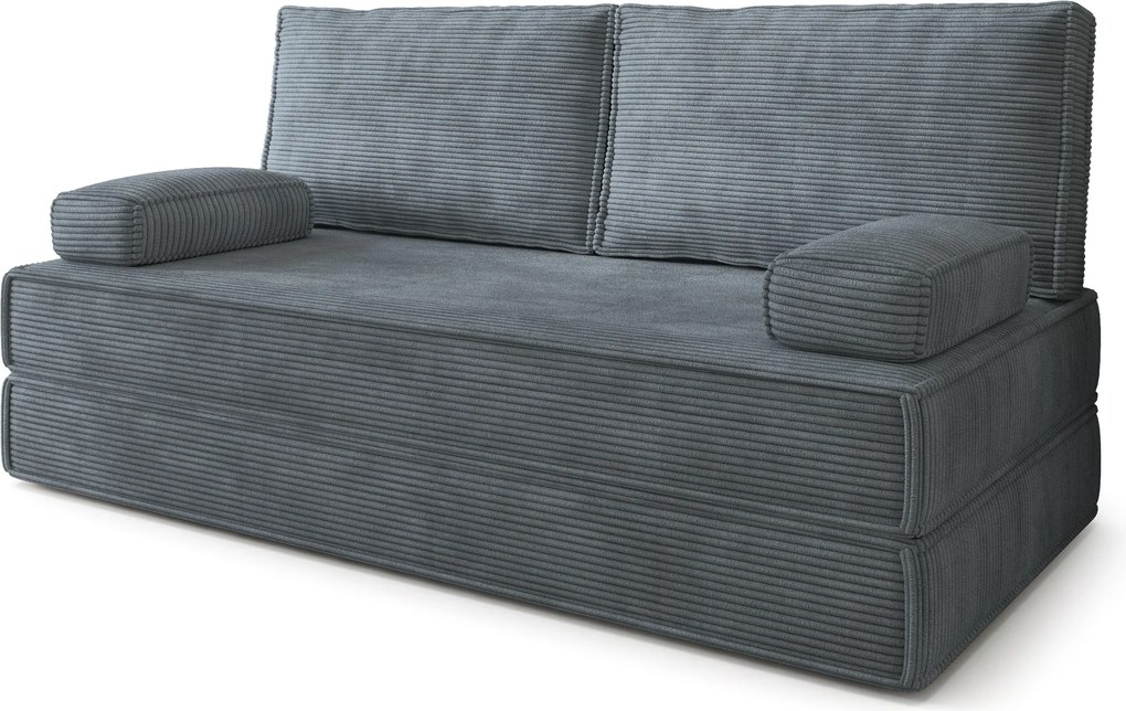 Masseno Sofa piankowa SILAR z funkcją spania, Kanapa z pianki do salonu, Bezmontażowa, Tkanina sztruksowa – Szary POSO 60