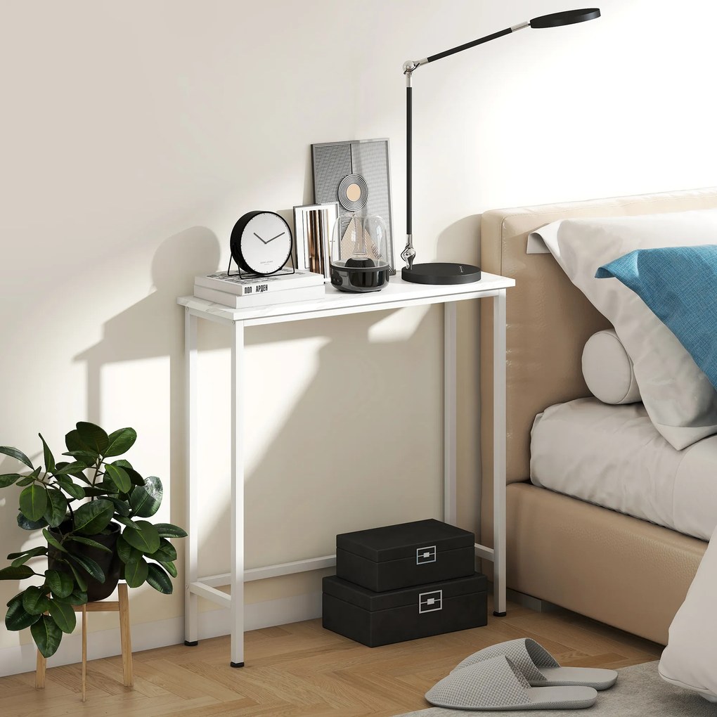 HOMCOM Stolik konsolowy Flurtisch z regulowanymi stopkami, pasami przeciwwysypowymi 75 x 24 x 76 cm do małych pomieszczeń Biały
