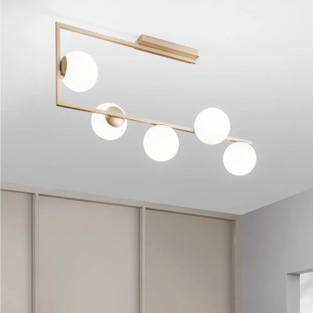 Ondaluce - Żyrandol na pręcie MONILE 5xE14/10W/230V złoty/biały