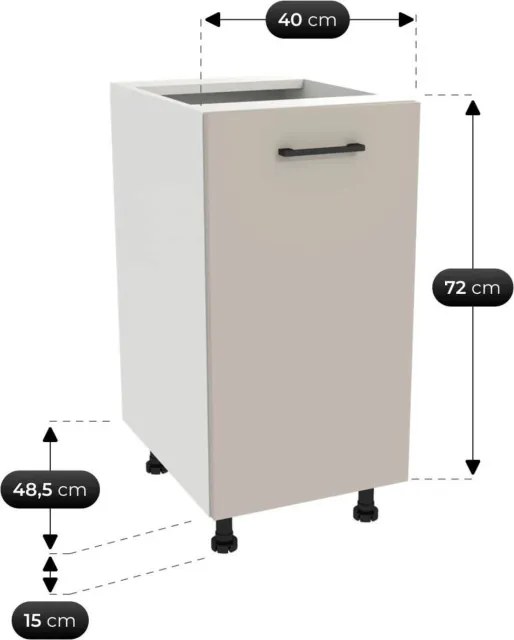 Zestaw Mebli Kuchennych MODERN 200 cm Kaszmir Ryflowany Nowoczesny