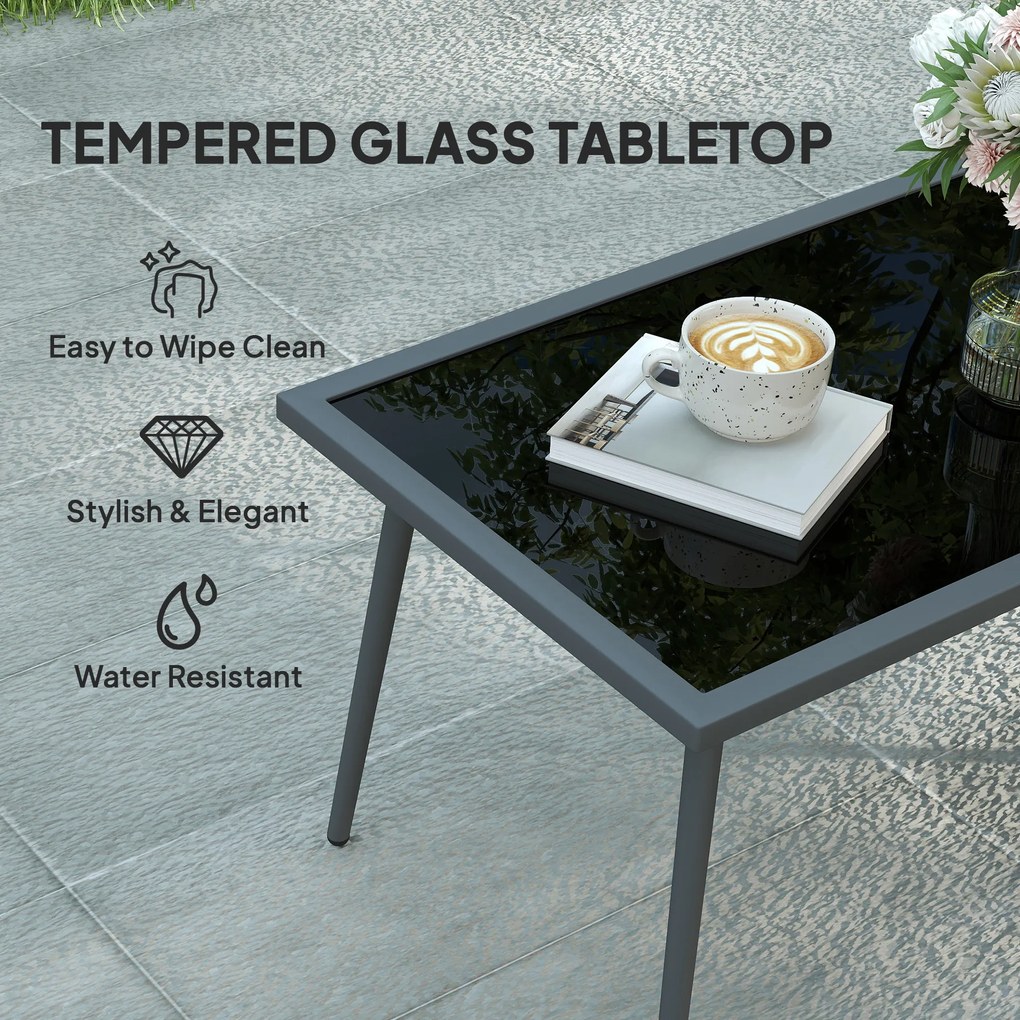 Outsunny Zestaw mebli ogrodowych dla 4 osób, odporny na warunki atmosferyczne, zestaw balkonowy z sofą dwuosobową, fotelami, stolikiem i poduszkami, Jasnoszary