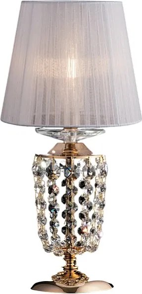 Lampa stołowa Mozart z żelaza i złoconego mosiądzu z kloszem 1-punktowym H.40 Ø20 BL189-LT-OR