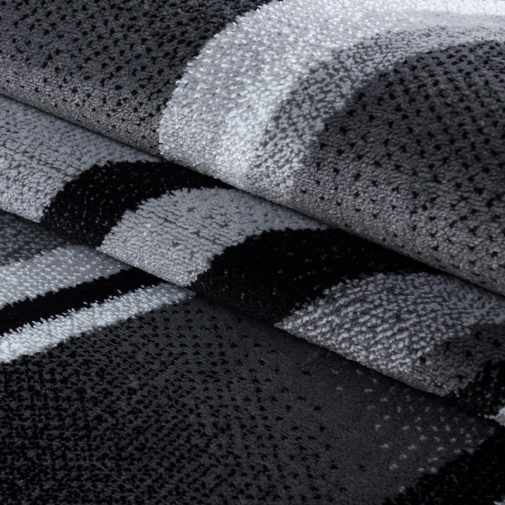 Dywan nowoczesny Parma Linie szaro-czarny 240 cm x 340 cm