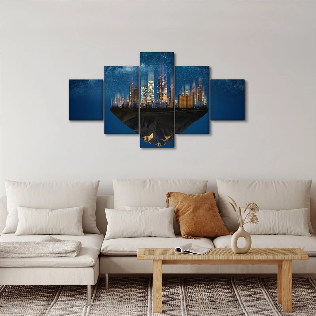 Obraz - Wielkie miasto unoszące się w kosmosie (125x70 cm)