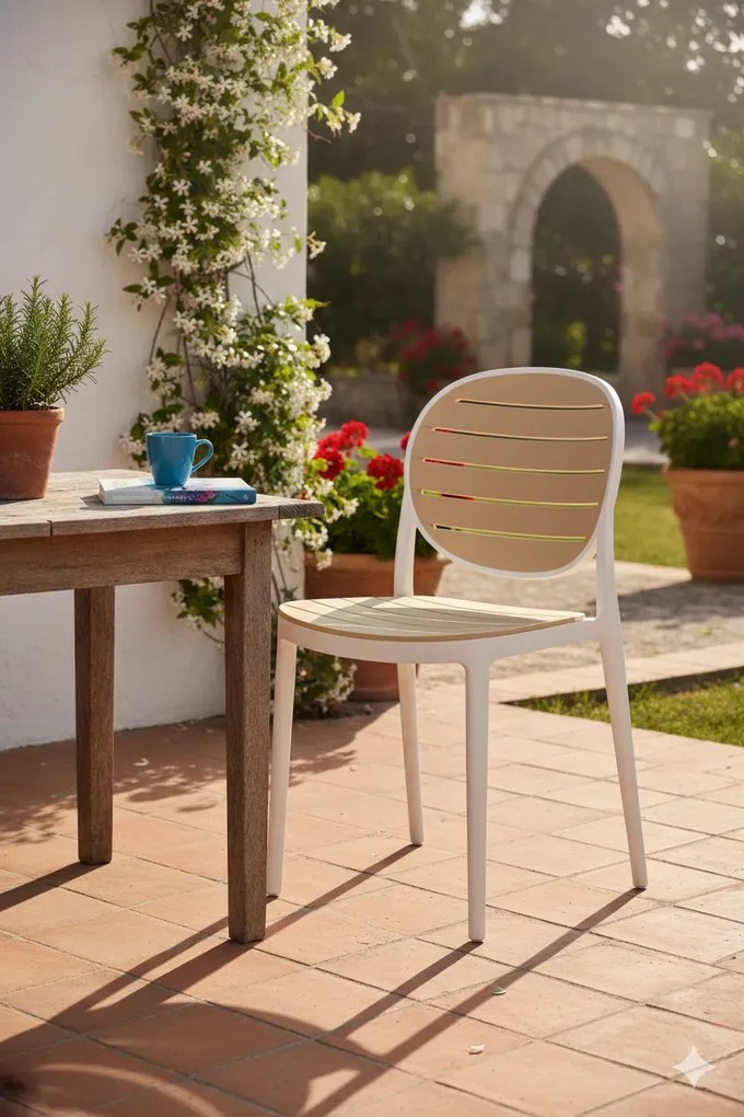 Krzesło sztaplowane biały + naturalny K8-B69