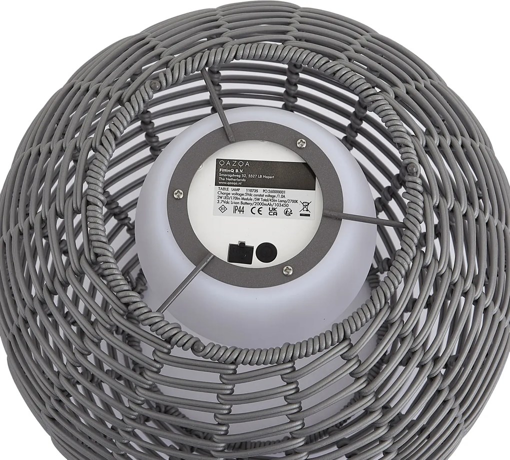 Zewnętrzna lampa stołowa ciemnoszara 30 cm z możliwością ładowania LED przez USB-C IP44 - Oli