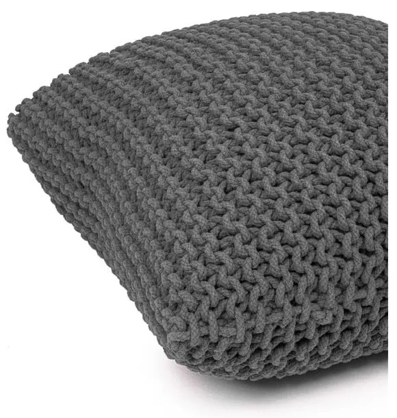 Szary puf w kształcie poduszki Bonami Essentials Knit