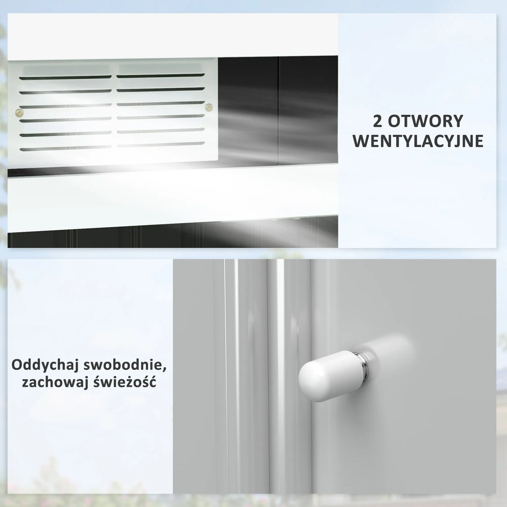 Outsunny Altana ogrodowa stalowa szopa na narzędzia z oknem i drzwiami przesuwnymi 277x130x173 cm szara | Aosom PL