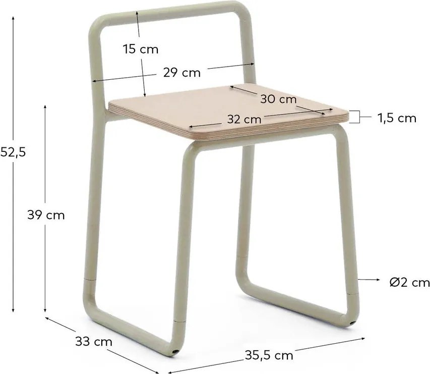 Beżowe metalowe krzesło dziecięce Tinn – Kave Home