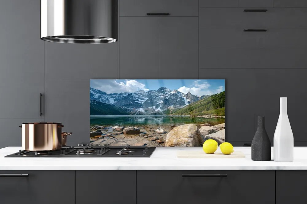 Szkło do Kuchni na Ścianę Górska Panorama Z Jeziorem